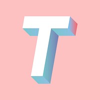 Isometric alphabet letter T typography vector