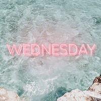 WEDNESDAY word pink neon typography