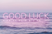 GOOD LUCK word pink neon typography