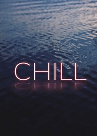 Chill neon glow text in ocean background