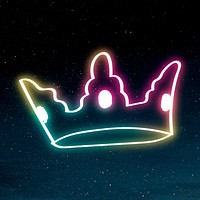 Rainbow glow neon crown icon