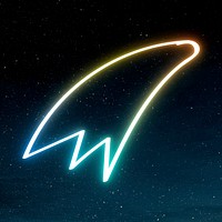 Neon rainbow comet doodle icon