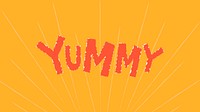 Yummy doodle typography on a yellow background vector