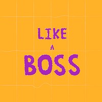 Purple like a boss doodle typography on a yellow background vector