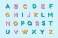 Capital letter set font typography 3d