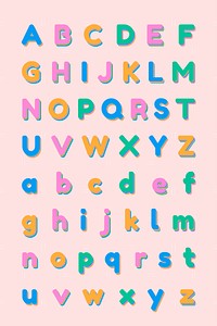 3d colorful alphabet set psd