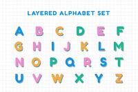Vector layered alphabet set font
