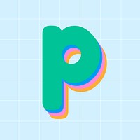 3D p alphabet font vector