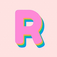 Letter r rounded typography psd