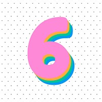 Number 6 rounded typography clipart
