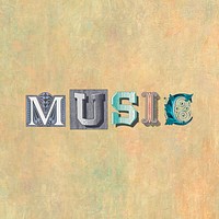 Music word victorian style  typography font