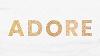 Glittery adore typography on a white background