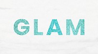 Glam aqua blue glittery trendy word with marble wallpaper