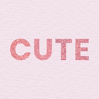 Cute red glittery trendy word with pink background