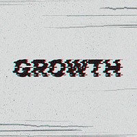 Growth glitch effect typography on gray background