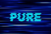 Pure glitch effect typography on blue background