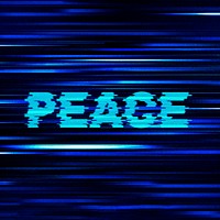 Peace glitch effect typography on blue background