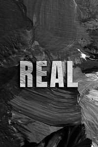 Real uppercase letters typography on brush stroke background