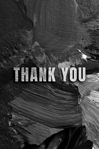 Thank you uppercase letters typography on brush stroke background