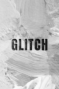 Glitch uppercase letters typography on brush stroke background