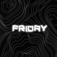 White neon friday word topographic typography on a black background