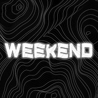 White neon weekend word topographic typography on a black background