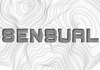 Dark gray sensual word typography on a white topographic background