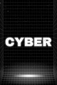 CYBER glowing typography design on black