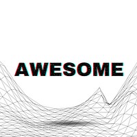 Word AWESOME typography wavy background