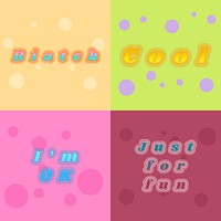 Bold layered font word set on colorful backgrounds