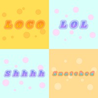 Colorful crazy funky psd typography set