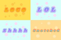 Colorful expressions funky psd typography set