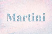 Glittery martini blue typography on a pastel background