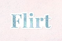 Glittery flirt light blue typography sticker element on a pastel background