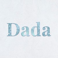 Dada light blue glitter font on a blue background