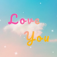 Love you doodle lettering colorful word art
