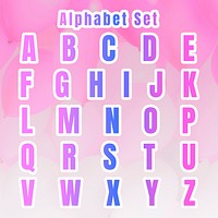 Vector gradient alphabet letter font set