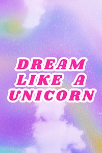 Dream Like a Unicorn purple word dreamy watercolor illustration
