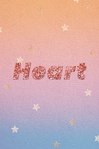 Glittery heart lettering font typography
