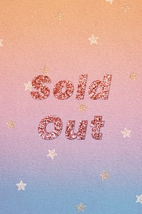 Glittery sold out word typography font