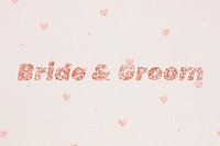Bride &amp; groom typography on heart patterned background