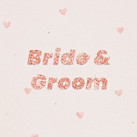 Bride &amp; groom typography on heart patterned background