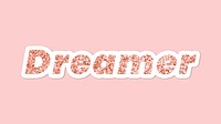 Glittery dreamer typography on pink background