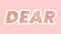 Glittery dear typography on pink background