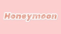 Glittery honeymoon typography on pink background