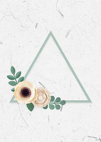 Triangle paper craft flower badge psd