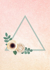 Triangle paper craft flower badge psd