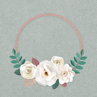 Round frame paper craft flower psd design