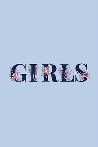 Girls feminine typography font vector