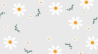 Daisy pattern grey desktop wallpaper, pastel design